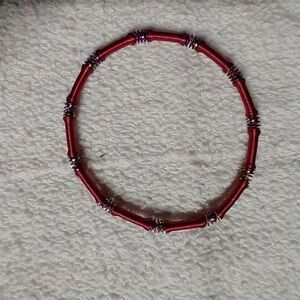 Red spring stretch bangle bracelet